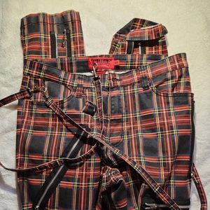 Tripp NYC Red Plaid Bondage Pants 34